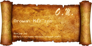 Orowan Mózes névjegykártya